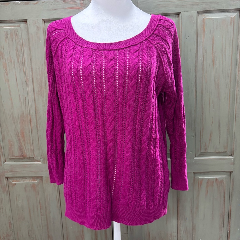 American Eagle Outfitters Sweater Cable Knit Magenta Pink XS